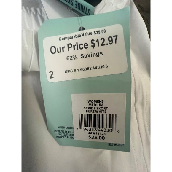 DSG Womens‎ Mid-Rise Stride Skort Pure White Medium - Picture 6 of 9